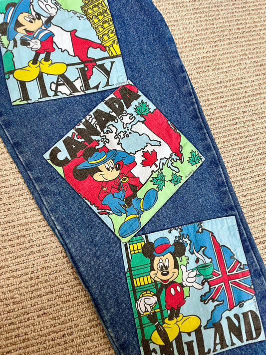 𝓥𝓘𝓝𝓣𝓐𝓖𝓔 DISNEY MICKEY BLUES PATCHWORK JEANS