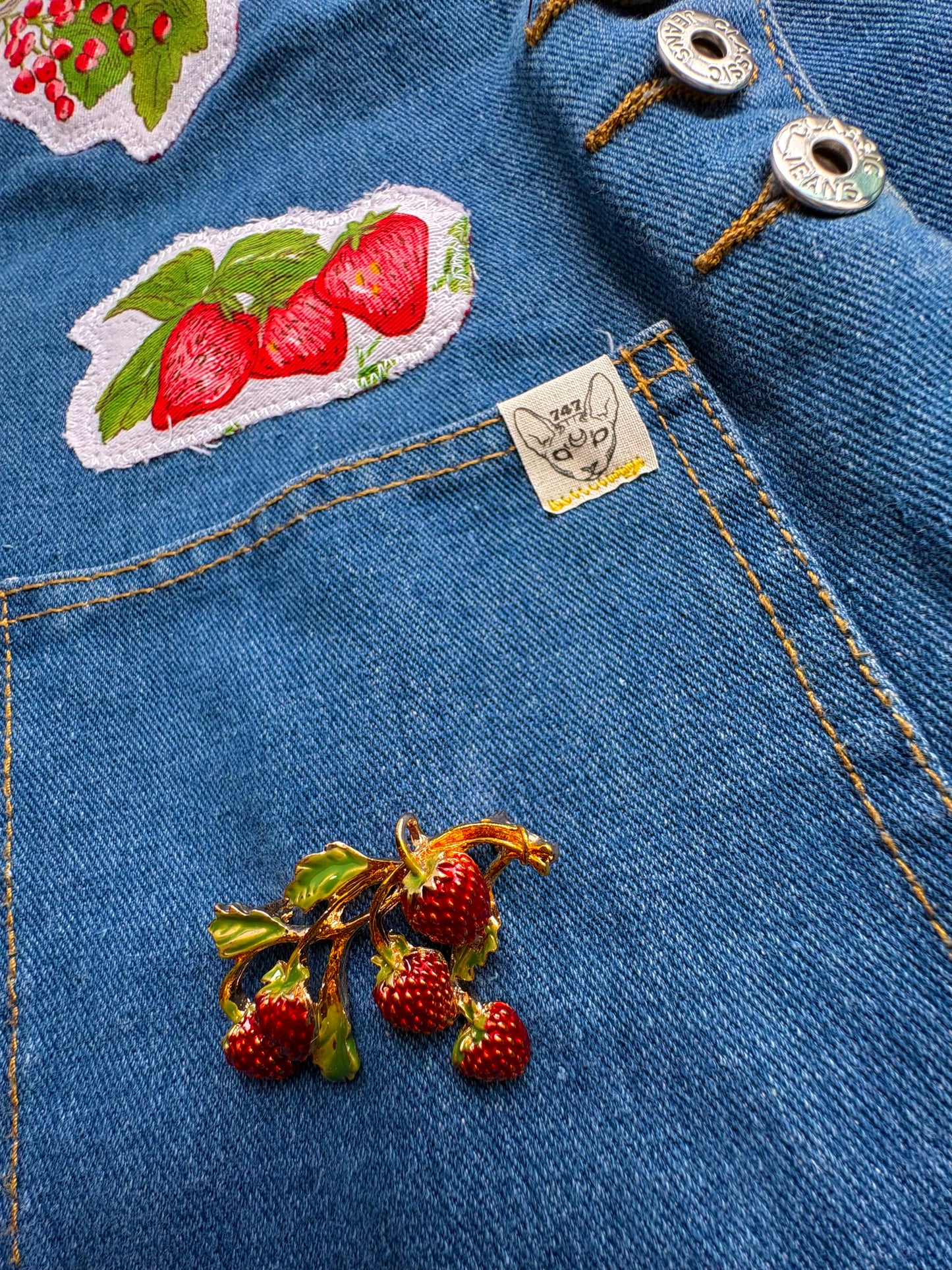 FRUIT PATCHWORK DENIM DRESS