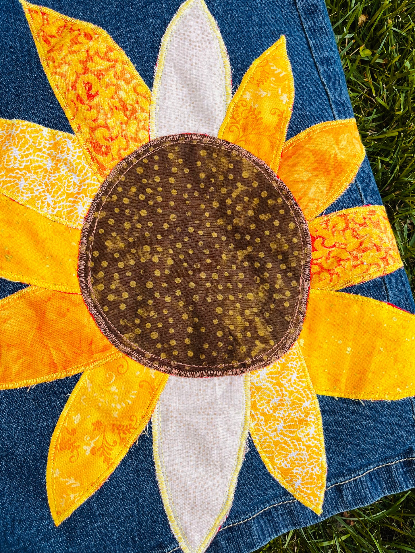 SUNFLOWER PATCHWORK DENIM SKIRT
