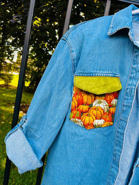 FALL GOURDS PATCHWORK BUTTON-DOWN SHIRT