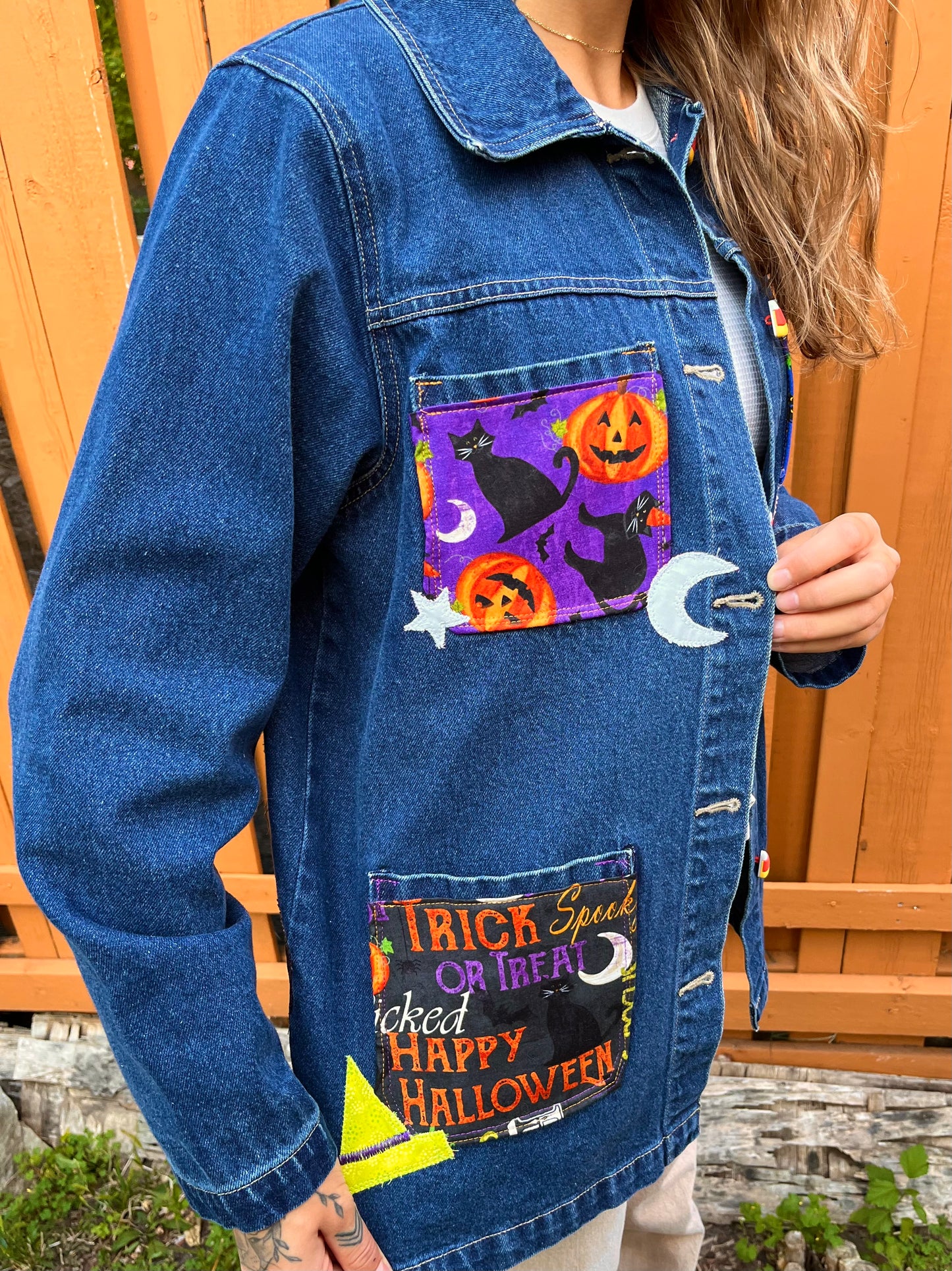 HALLOWEEN PATCHWORK DENIM JACKET