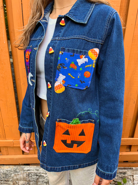 HALLOWEEN PATCHWORK DENIM JACKET