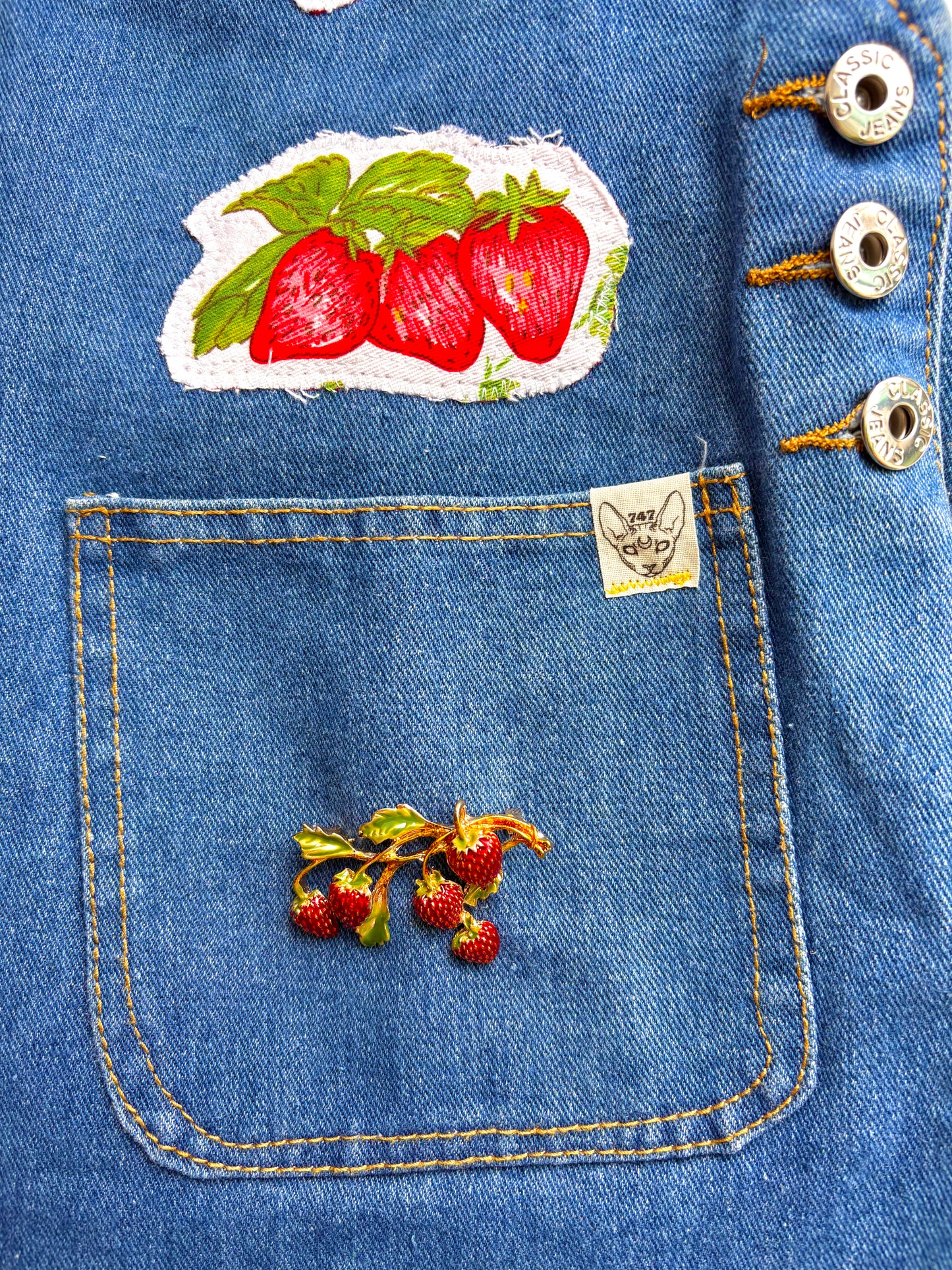 FRUIT PATCHWORK DENIM DRESS