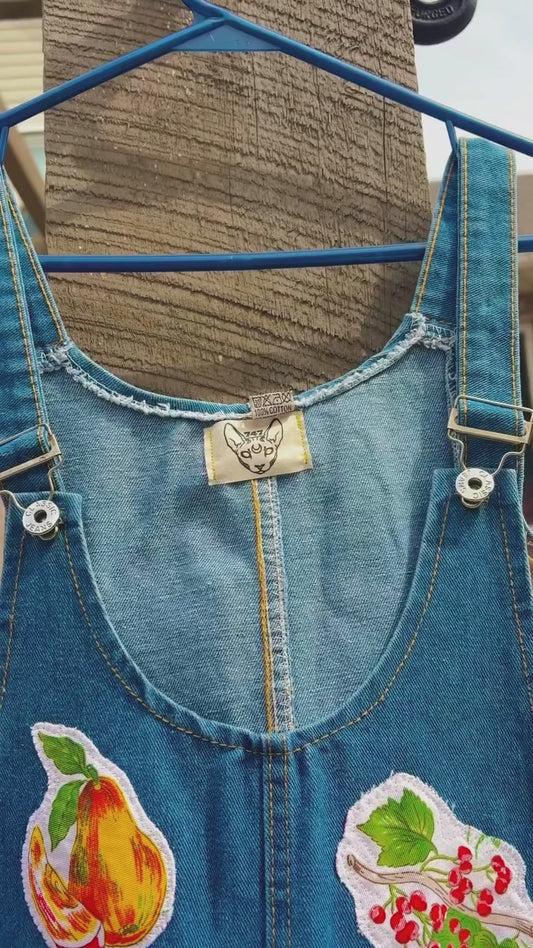 FRUIT PATCHWORK DENIM DRESS
